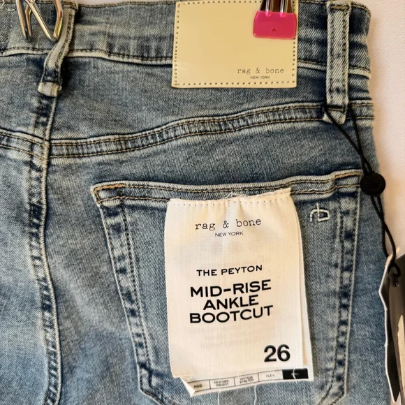 Rag & Bone Ankle Bootcut Jean, women Mid-rise Light Wash blue denim, size 26 NEW - Picture 7 of 11
